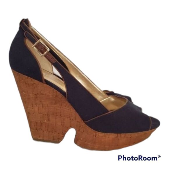 *BCBGeneration Denim Cork Platform Wedge Sz 8.5 - Picture 2 of 9